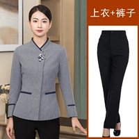 Женский [костюм с длинными рукавами] Темно-серый топ + брюки