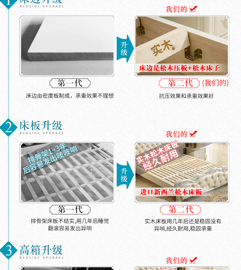 Giường ngủ Continental đúp hôn nhân Pháp công chúa sang trọng phòng ngủ giường nhỏ gọn giường gỗ hiện đại lưu trữ 1,8 m hộp cao - Giường những mẫu giường đẹp