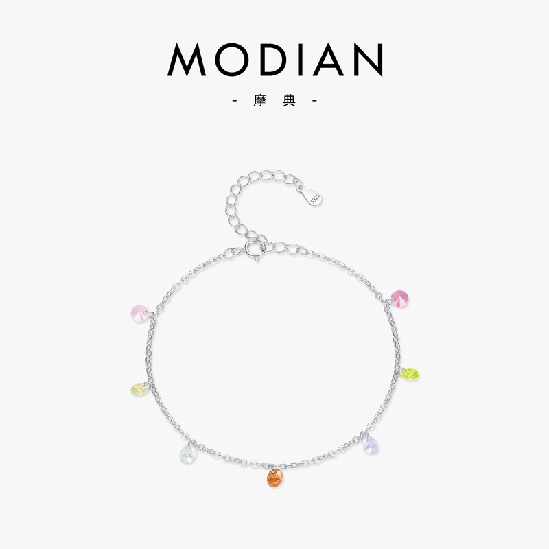 Modian Dopamine Colorful Small Round Zircon Bracelet for Women S925 Sterling Silver High-End Feel ins Trendy Jewelry