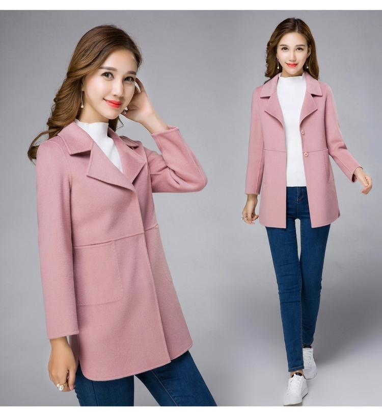 Áo len len Hengyuanxiang nữ mùa thu và mùa đông len dài phần Nizi áo hai mặt cashmere xu hướng quần áo màu đỏ - Áo len lót đôi áo khoác da lộn nữ