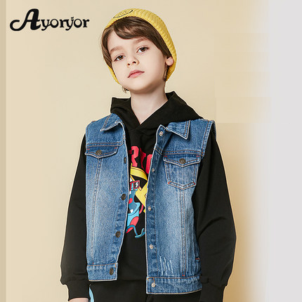 春秋新款儿童装男童外穿牛仔马甲