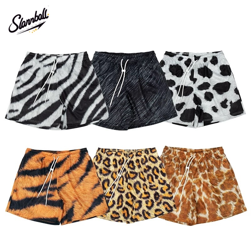 Slamball New Animal Print Leopard Shorts Men's Sports Shorts Basketball American Mesh Quarter Shorts Loose Trendy