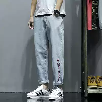 Autumn new casual jeans ankle-length pants men fat big size loose Sports straight pants Korean trend