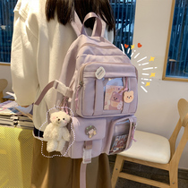 Hong Kong Bookpack Female Middle School School School Student Three to Sixth Grade Girl Pure Color Lovely Light Shoulder Pack