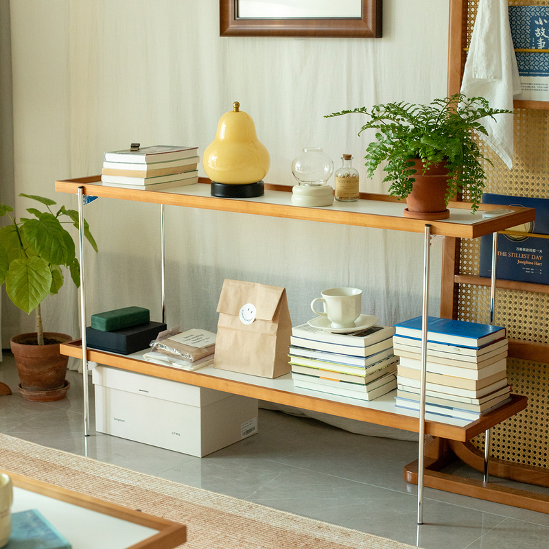 Solid Wood Storage Rack, Multi-Layer Storage Rack, Entrance Rack, Living Room Storage Bookshelf, Dining Room Floor-Standing Sideboard Display Rack