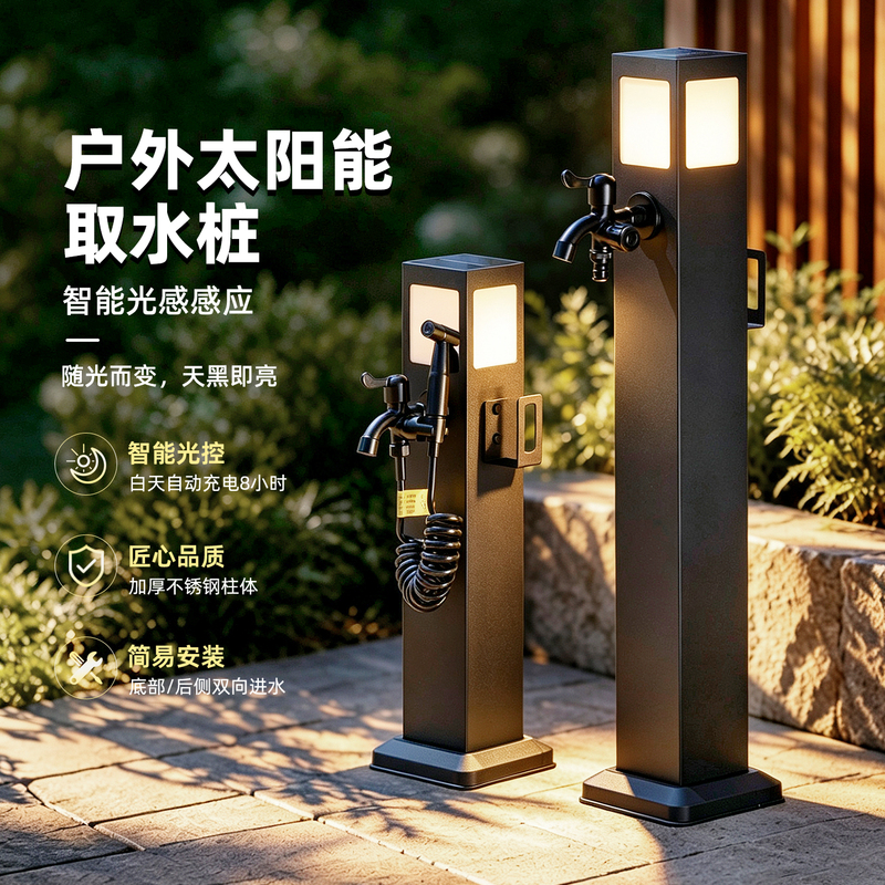 Outdoor Courtyard Frost-Resistant Column Faucet, Simple Stainless Steel Garden Water Tap for Watering Flowers in the Yard