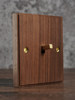 Pialt[Beihangjiao]Black Walnut Solid Wood Panel Brass Lever Retro Switch 86 Type Single Switch Putian