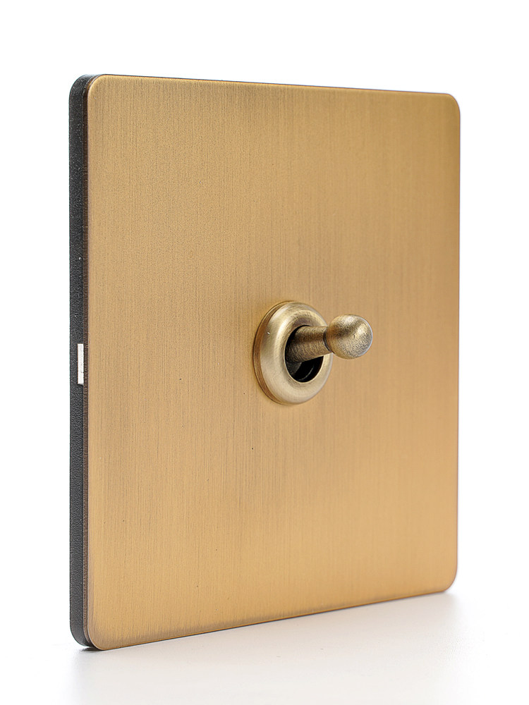 Pialt Stainless Steel Electroplated Antique Brass Brushed Antique-Style Vintage Brass Toggle Switch for Home Use