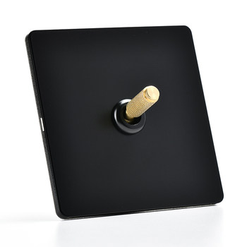 Pialt 86 Type Home Decoration Switch Industrial Style Retro Knurled Lever Black Panel Switch Socket