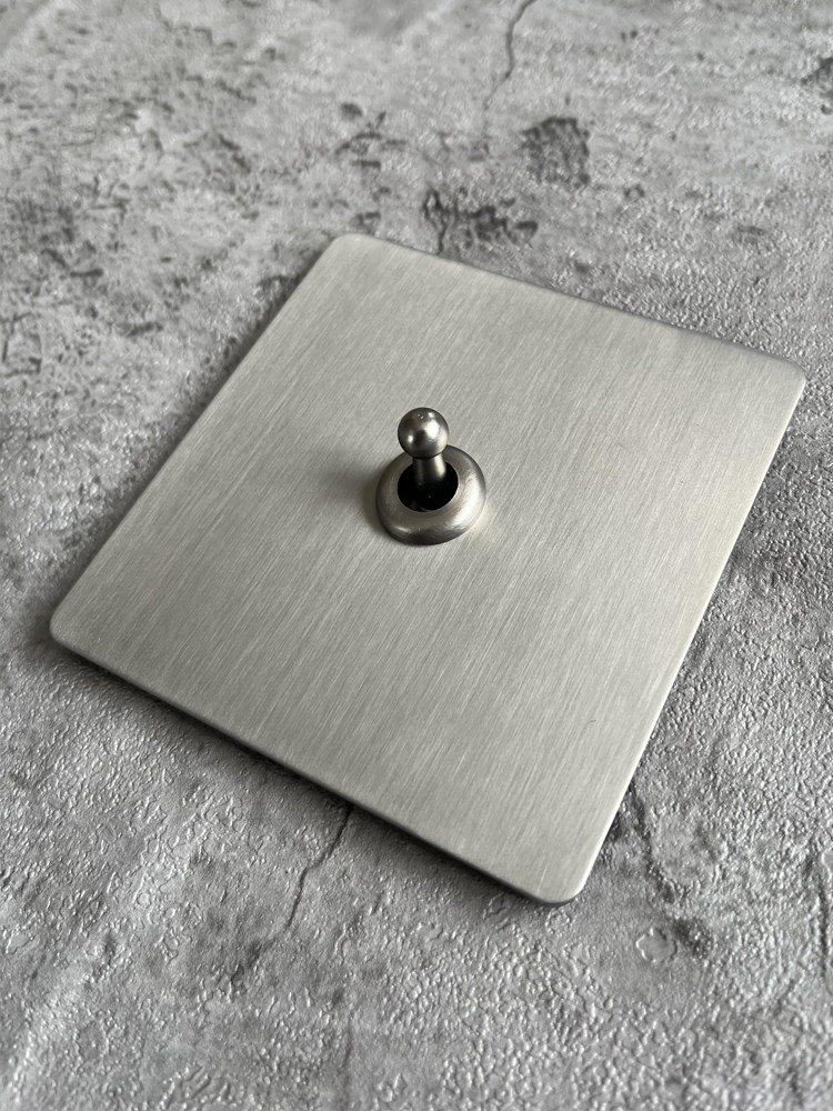 Pialt 86 Type Stainless Steel Brushed Matte Household Switch Retro Lever Socket Panel Concealed Installation