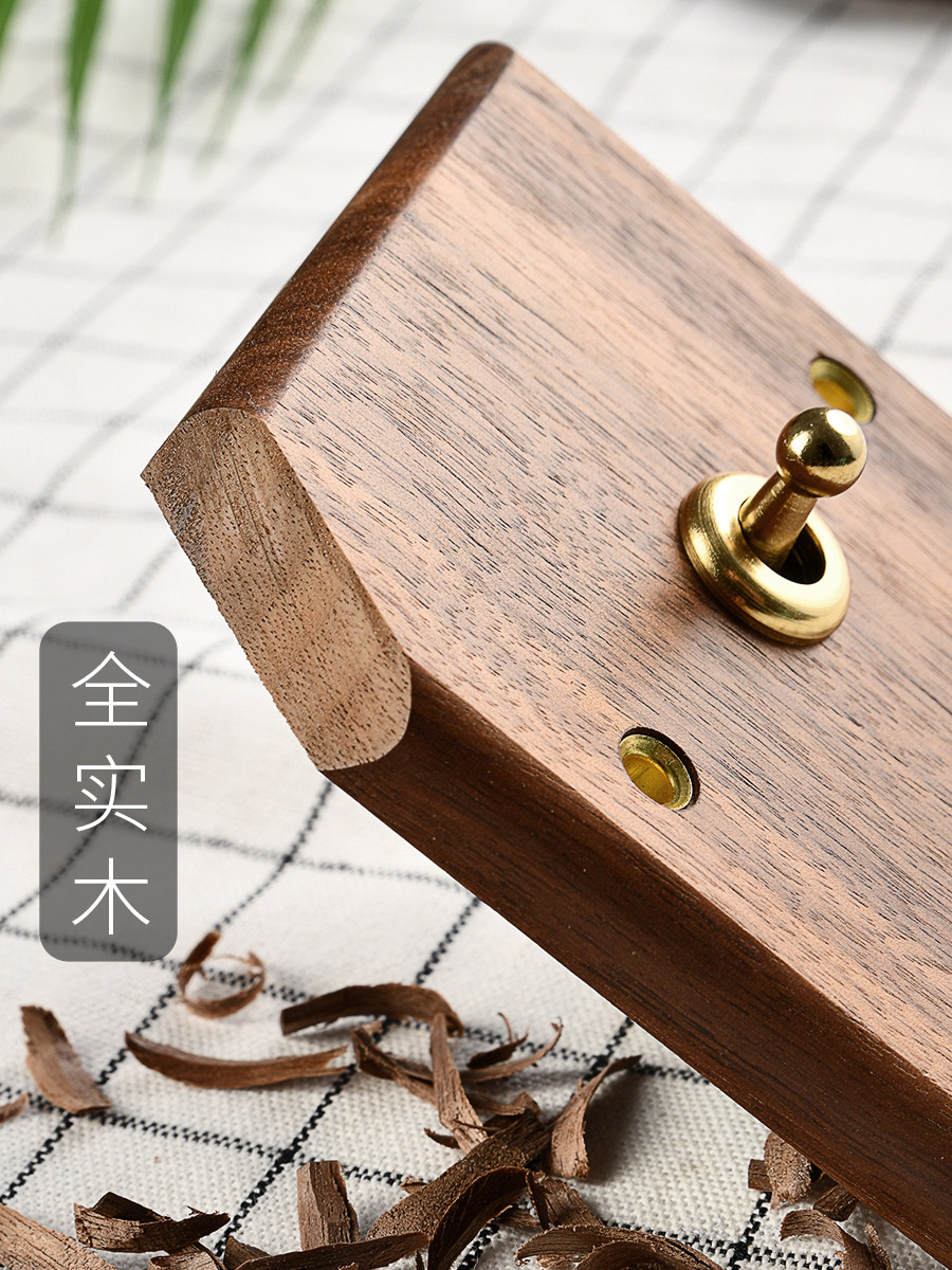 Pialt Putian American-Style Black Walnut Panel Brass Lever Antique Solid Wood Retro Switch Socket 86 Type for Guesthouses