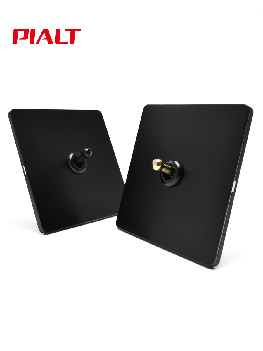 Pialt 86 Type Scandinavian Minimalist Style Matte Black Wall Switch Panel Lever Retro Switch Socket