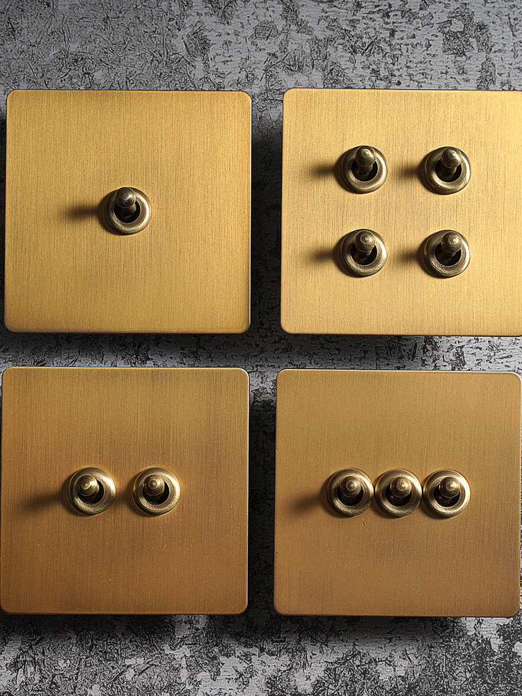 Pialt Stainless Steel Electroplated Antique Brass Brushed Antique-Style Vintage Brass Toggle Switch for Home Use