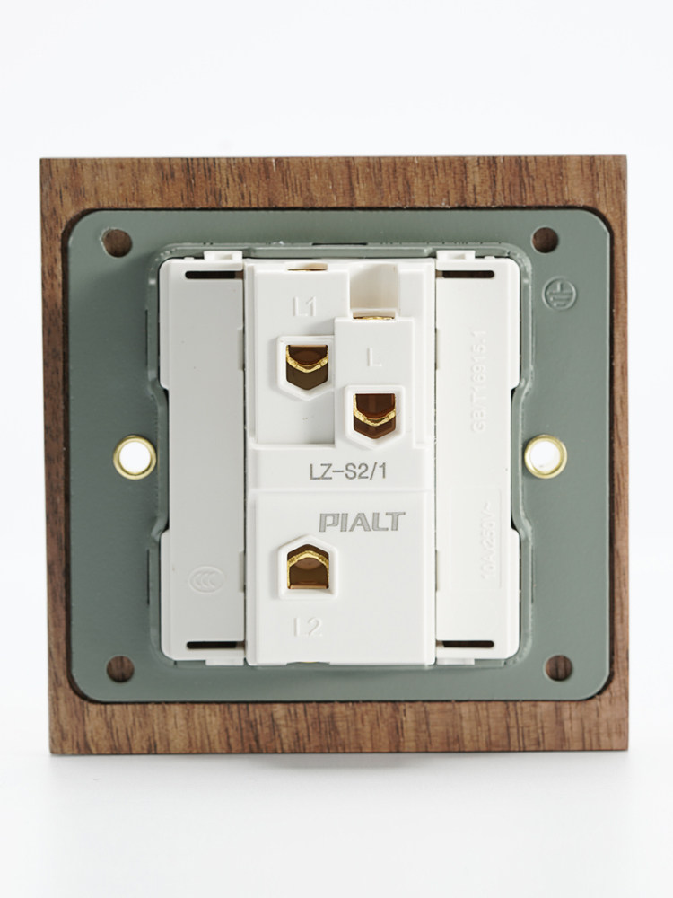 Pialt Putian American-Style Black Walnut Panel Brass Lever Antique Solid Wood Retro Switch Socket 86 Type for Guesthouses
