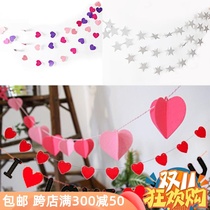 Flag wedding room decoration I love you letter banner star love heart shape wedding wedding string colored flag birthday decoration draw flowers