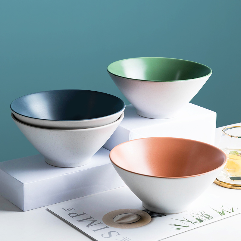 Fiji trent rainbow such as bowl hat to use a single pull rainbow such as use of household ceramics tableware creative use of Japanese big bowl of soup bowl is grim