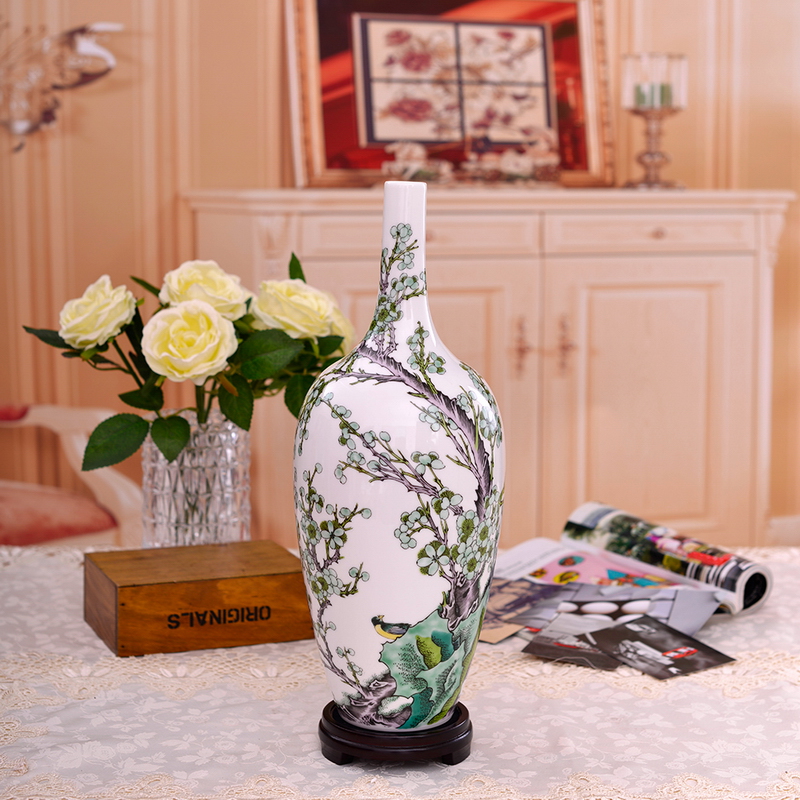 Porcelain Bojing Jingdezhen Ceramic vase swinging pieces Handicraft Spring Letters Plum Blossom porcelain modern minimalist Decorative Gifts-Taobao