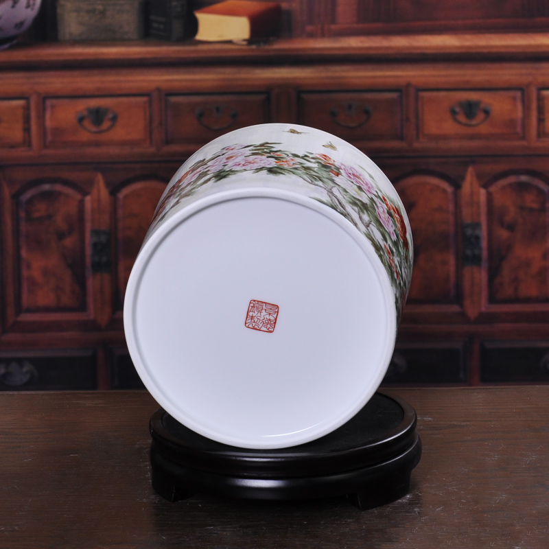 Porcelain, jingdezhen ceramic creative furnishing articles of modern Chinese style spring breeze brush pot study desk prosperous gift bag in the mail