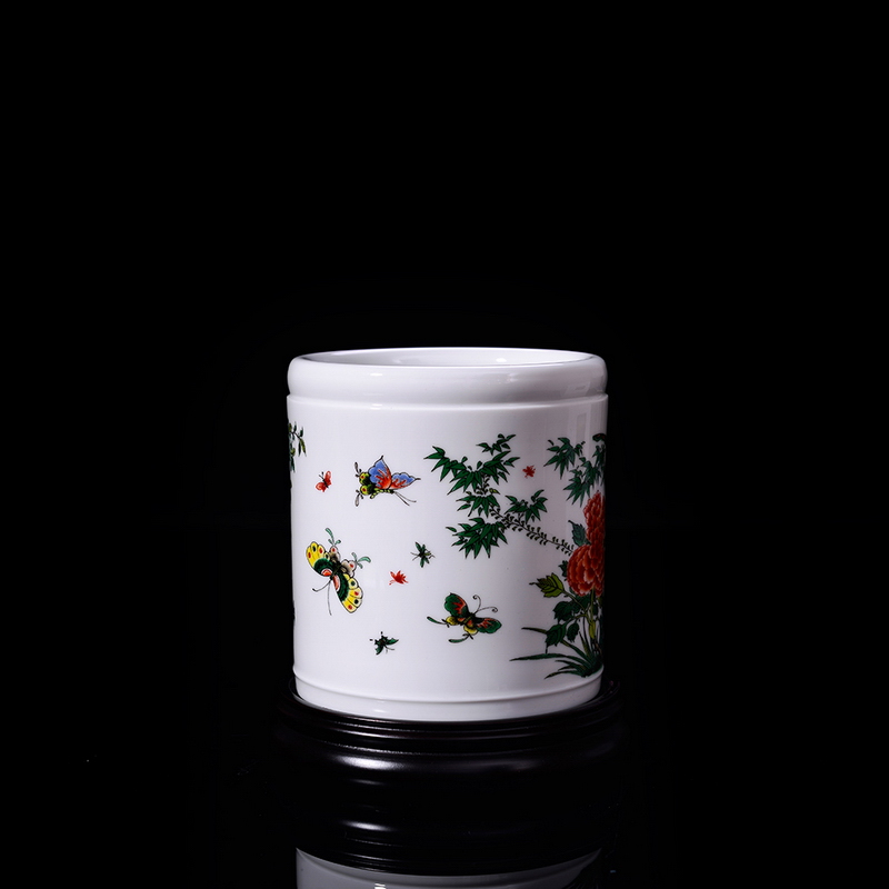 Porcelain, jingdezhen ceramic small brush pot creative study office desktop furnishing articles the icing on the cake gift ornament