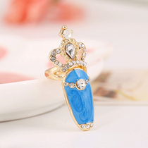 Nail ring diamond crown armor cover cover full diamond nail jewelry women fashion Korean ins armor cover short