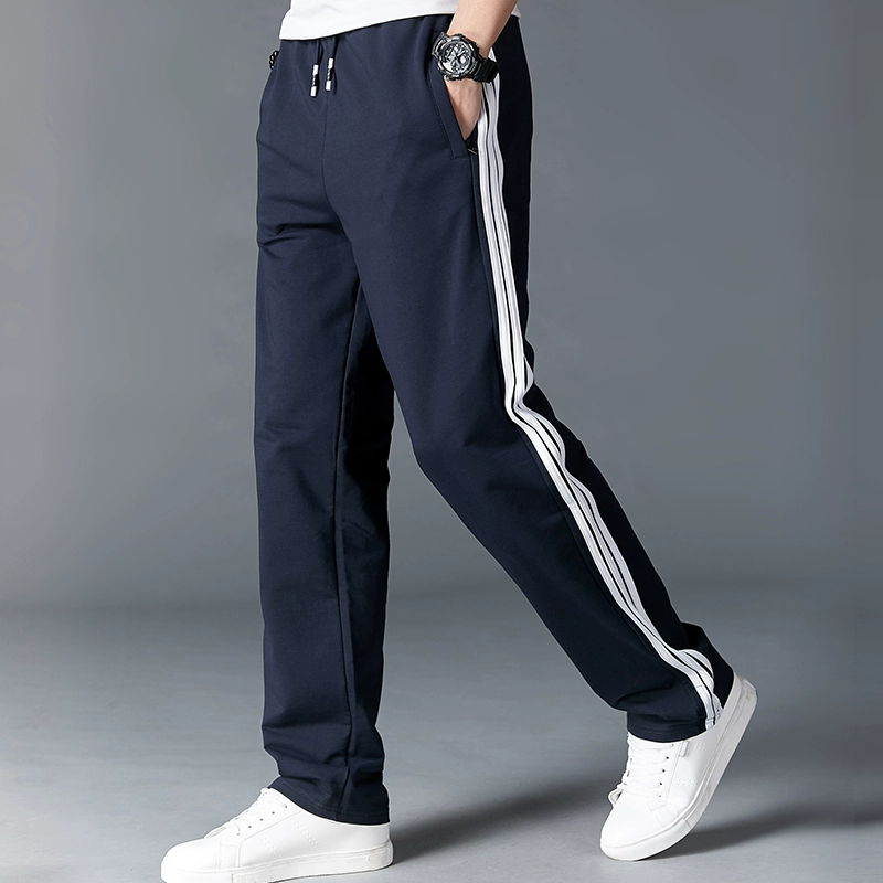 Mùa thu và mùa đông quần thể thao nam thẳng mảnh mỏng cộng với phân bón XL vải cotton thông thường cộng với quần dài nhung dày quần đùi nam