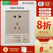 Schneider switch socket Haolang style gold one usb five-hole Open installation 86 type household wall socket panel