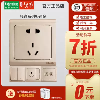 Schneider switch socket panel Light Yi USB household five-hole socket with switch 86 type wall socket panel