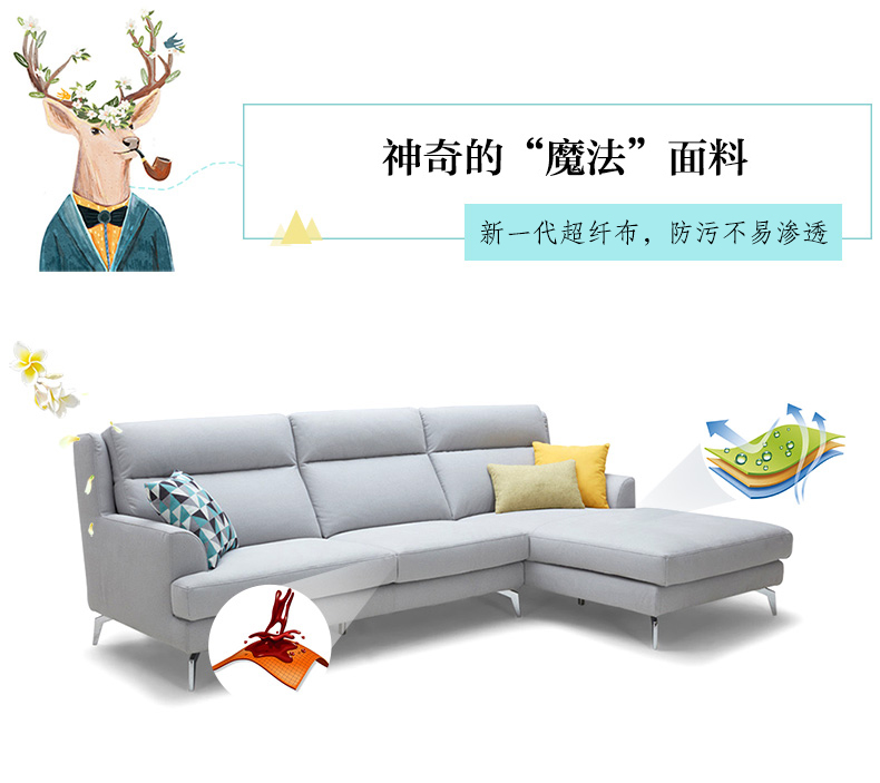 Cửa hàng cùng một đoạn giản dị nhà Kuka sofa Bắc Âu sofa vải kết hợp sinh hoạt nội thất phòng sẵn sàng BY.620 - Ghế sô pha ghế lười sofa