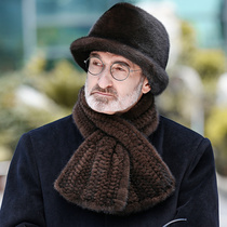 Middle-aged and elderly mens hat autumn and winter warm mink hat thickened whole Marten Father Winter out fur hat