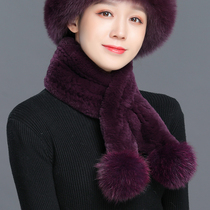 New fur scarf female winter Korean version of middle-aged and elderly thick Rex rabbit hair scarf autumn and winter fashion wild mother