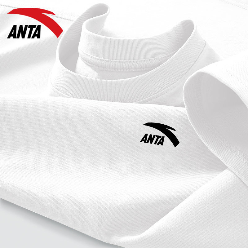 Anta Cotton Short-Sleeved T-Shirt for Men 2026 Summer New Style White Breathable Youth Casual Sports Top for Boys Anta Cotton Short-Sleeved T-Shirt for Men 2026 Summer New Style White Breathable Youth Casual Sports Top for Boys