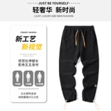 Вельветовый решетчатый светильник, мужские осенние трендовые повседневные брюки для отдыха, универсальные штаны, свободный крой, на шнурках