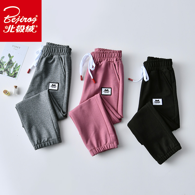 Qingcang Cô gái quần eo cỡ mùa xuân và mùa thu trẻ em vừa 2019 trẻ em mới sweatpants chàng trai mỏng quần âu.