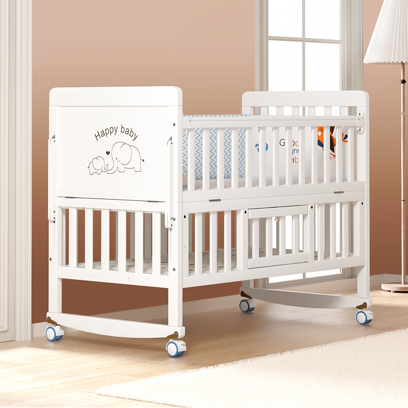 Zedbed crib solid wood mosaic big bed European multifunctional baby bb cradle newborn children's bed can be moved