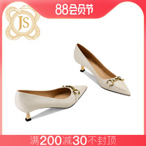 JS 5 cm in the middle of the new white snake skin high heels in the new spirit of the new goddess in 2021