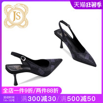 JESSICA SOPHIA 2020 high heels THIN HEELS BLACK WITH DIAMONDS ROYAL SISTER FOUR seasons pointed SANDALS WOMENs SUMMER NEW