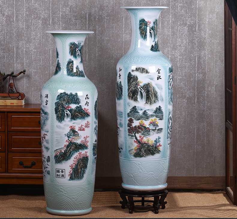 Jingdezhen ceramic large antique hand - made of blue and white porcelain vase furnishing articles furnishing articles home sitting room TV ark, adornment