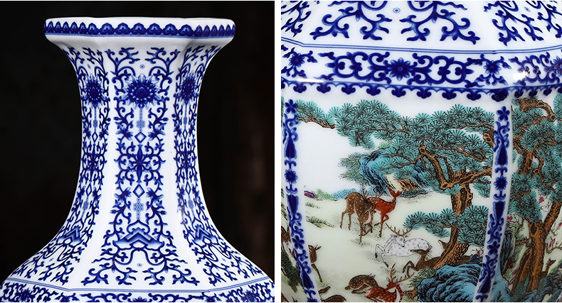 Blue and white porcelain of jingdezhen ceramics vase porch place rich ancient frame TV ark, decoration decoration