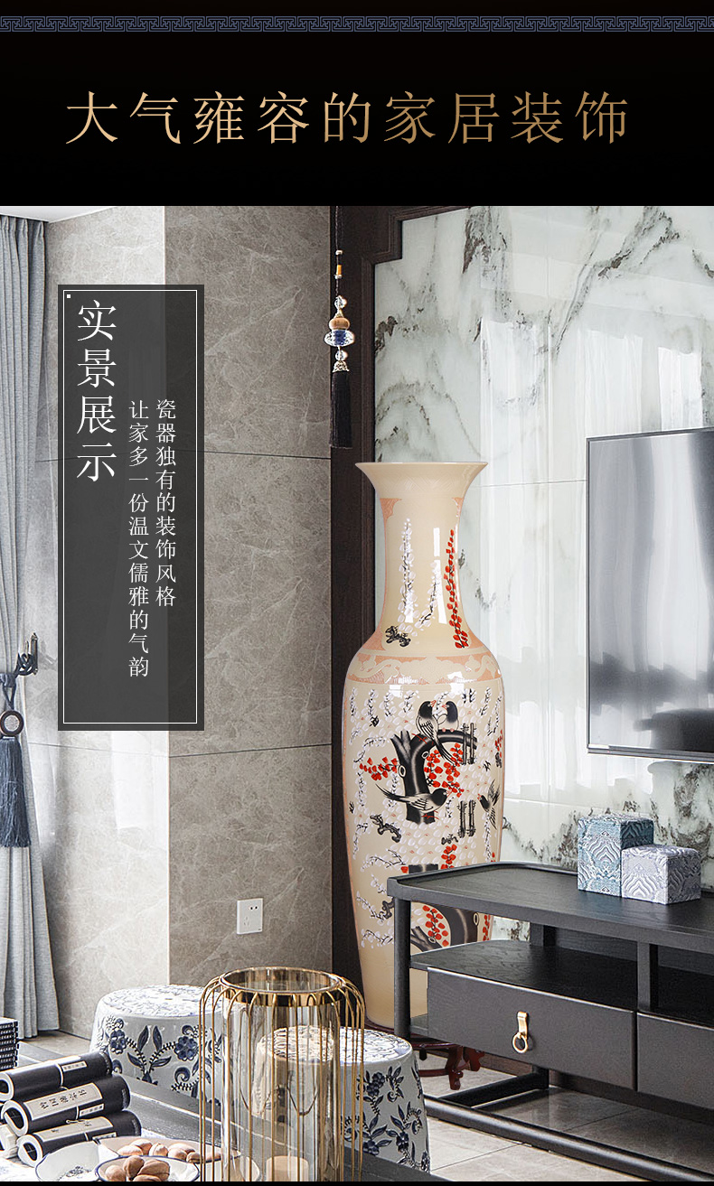 Jingdezhen chinaware big vase hand carved landing place bottle home sitting room TV ark adornment vase
