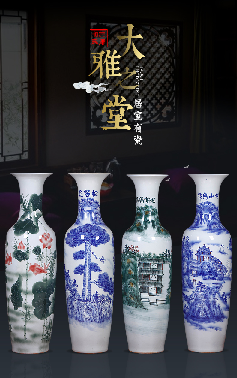 Jingdezhen ceramics home TV ark, big blue and white porcelain vase landed the sitting room porch place set decoration