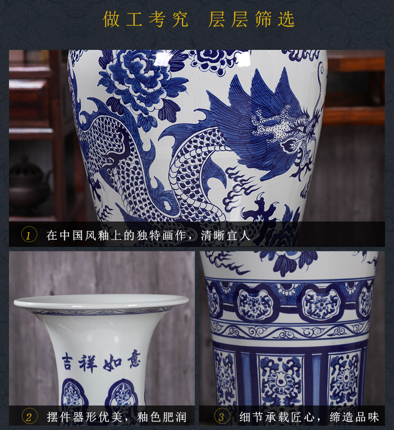 Jingdezhen ceramics vase archaize sitting room porch TV ark of large blue and white porcelain vase furnishing articles ornaments