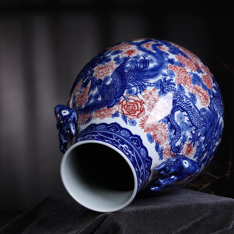 Jingdezhen blue and white porcelain vase furnishing articles sitting room of the new Chinese style household ceramics TV ark, porch decoration decoration