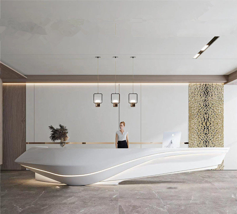GRP Bar Terrace Baking Varnish Front Desk Company Reception Desk Beauty Reception Desk Bar Desk Collection Silver Desk Creative Consulting Customizable-Taobao