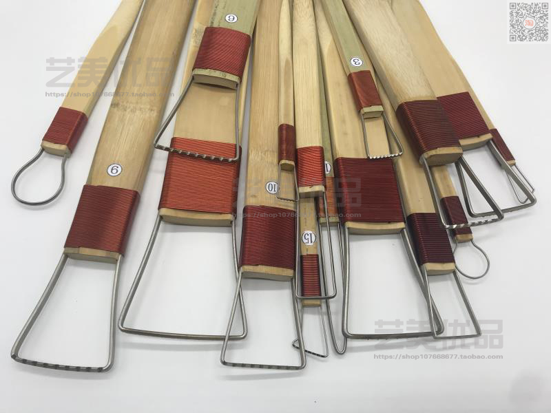 Toothed bamboo handle scraper sculpture tool clay knife sculpture knife pottery knife modeling knife set