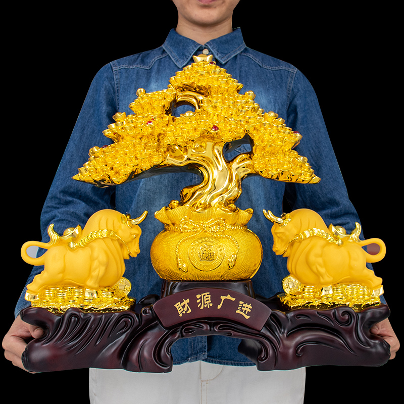 Atmospheric Bull Swing Piece Fortune tree Merchants Cash Cow Living Room Office Adornment Jo Relocation New Residence Gift Opening Gift