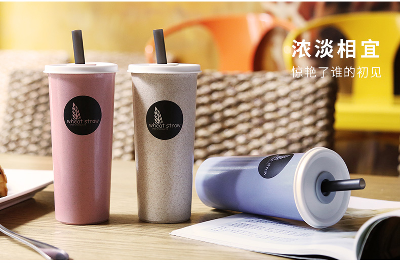 Sinh viên mạng lưới trà sữa trân châu đỏ cốc rơm dày uống cháo lớn dung tích lớn chai nước nhựa cô gái dễ thương - Tách chai đựng nước thủy tinh