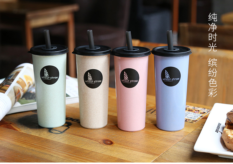 Sinh viên mạng lưới trà sữa trân châu đỏ cốc rơm dày uống cháo lớn dung tích lớn chai nước nhựa cô gái dễ thương - Tách chai đựng nước thủy tinh