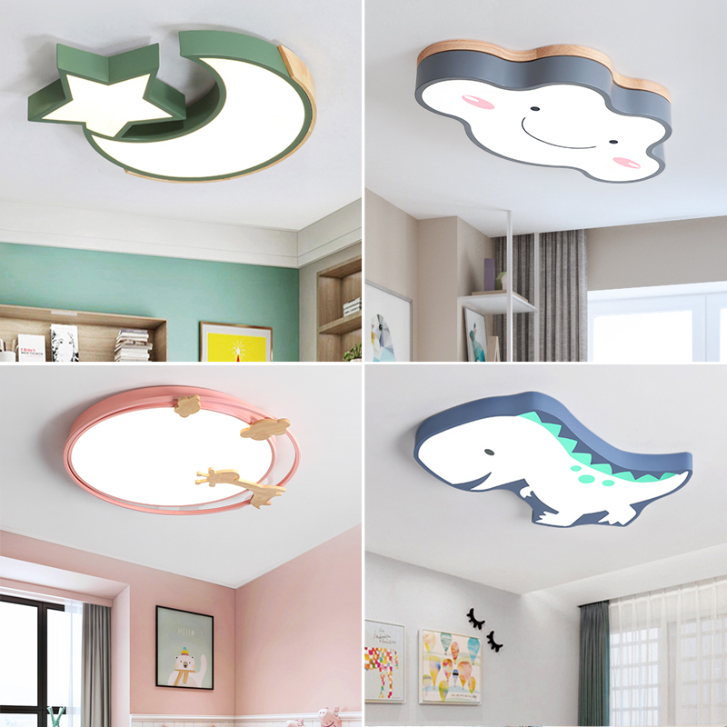 Nordic led bedroom ceiling lamp simple and modern macaron cartoon boy and girl warm and romantic children's room lamp