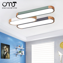 Nordic led strip ceiling lamp modern simple entrance hall aisle corridor creative solid wood balcony lamps