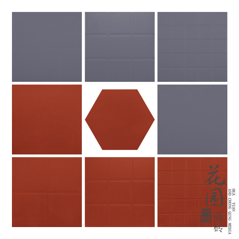 Red-cylinder brick red ground floor 300 non-slip hotel kitchen special 200 absorbent tile grey moisture-proof Minnan hotel brick